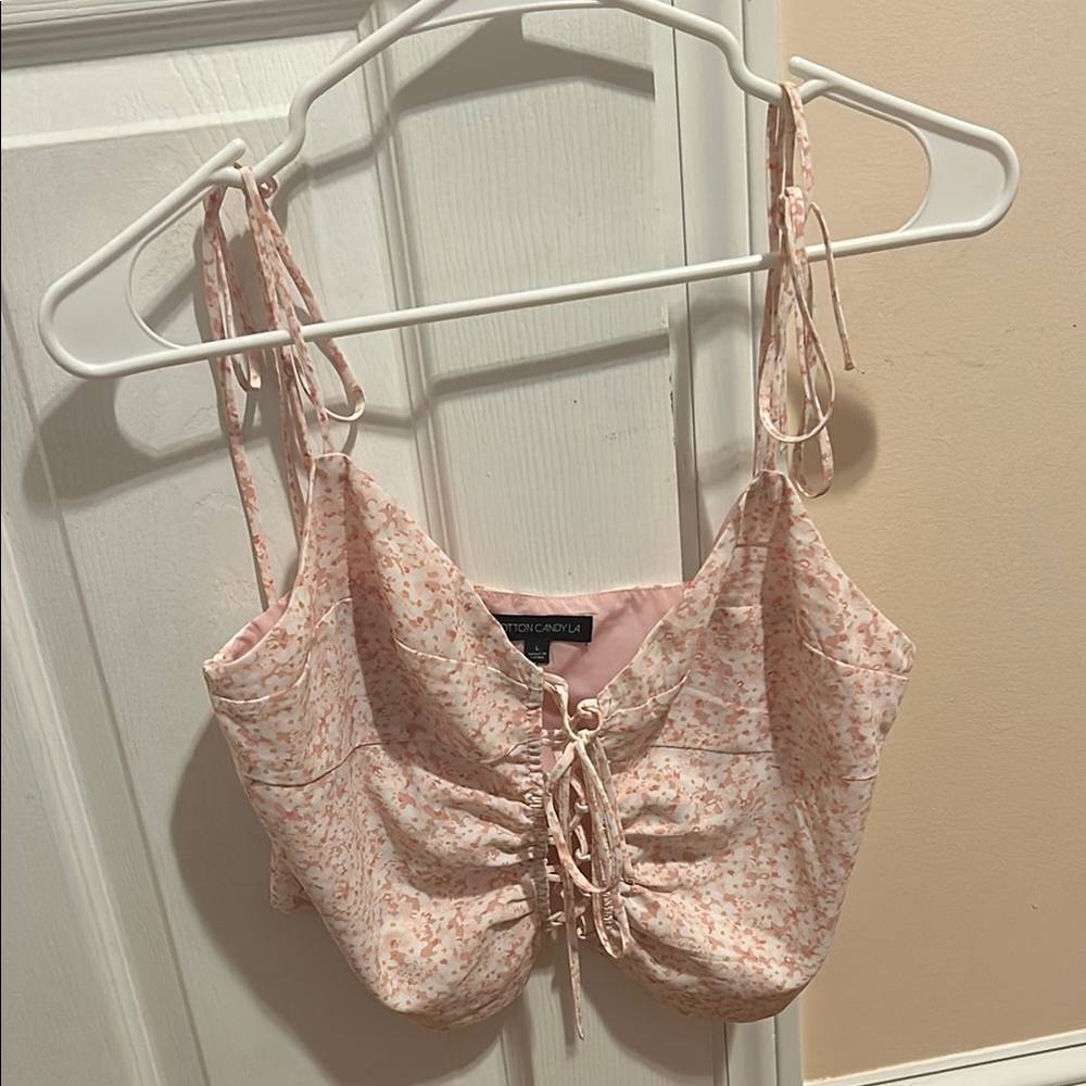 Pink Floral Crop Top